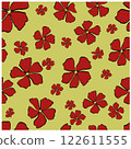 Red flowers on a green background 122611555