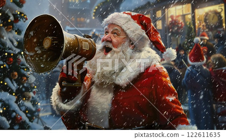 Santa Claus using a megaphone to communicate 122611635