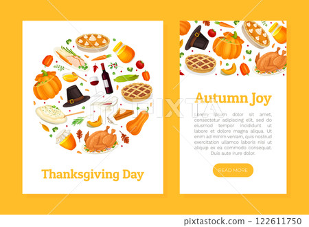 Thanksgiving Banner with Autumn Fest Object Vector Template Thanksgiving Banner with Autumn Fest Object Vector Template 122611750