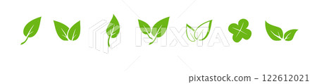 Green leaf icons set. Elements design for natural, eco, vegan. Leaves icon on isolated background. Collection green leaf. Vector Green leaf icons set. Elements design for natural, eco, vegan. Leaves icon on isolated background. Collection green leaf. Vector 122612021