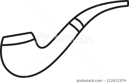 illustration, smoking pipe, black and white vector linear icon isolated on a white transparent background illustration, smoking pipe, black and white vector linear icon isolated on a white transparent background 122612374