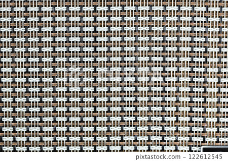 Speaker grille retro style, Speaker cover, Texture of the fabric, corduroy, polypropylene background.  Close-up of speaker surface texture. 122612545