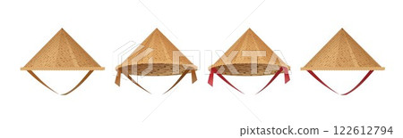 Hat bamboo. Hat farmer asian straw cap Traditional vietnamese. Flat Vector Hat bamboo. Hat farmer asian straw cap Traditional vietnamese. Flat Vector 122612794