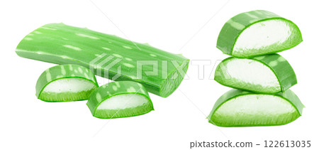 Aloe vera with slices isolated on white background Aloe vera with slices isolated on white background 122613035