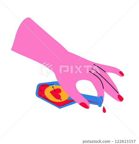 A hand pours a love potion from a bottle 122613157