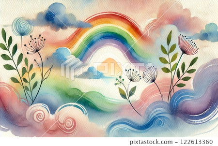 LGBTQ+ themed watercolor painting② 122613360