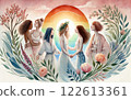Illustration of a happy LGBTQ+ female couple 122613361