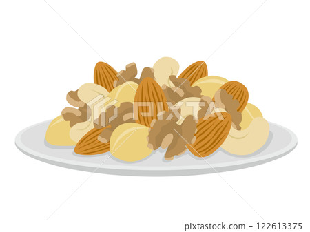 An image of an illustration of nuts on a plate An image of an illustration of nuts on a plate 122613375