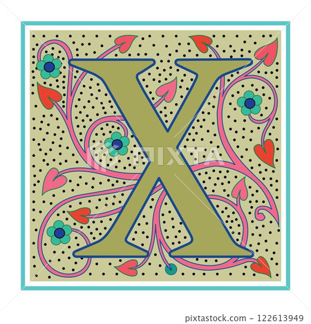 Art Nabel Initial Caps Font Capital Letter X vector design 122613949