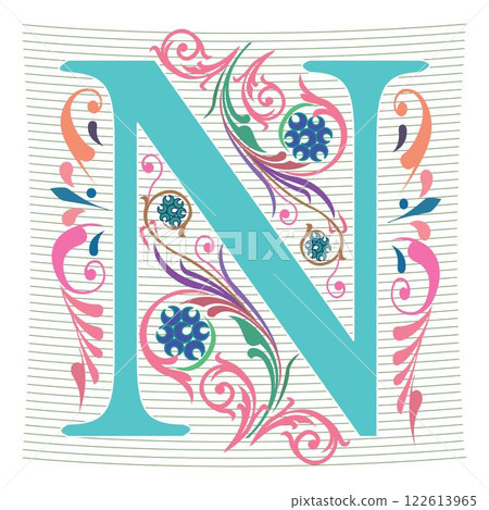 Art Regal Initial Caps Font Capital Letter N vector design Art Regal Initial Caps Font Capital Letter N vector design 122613965