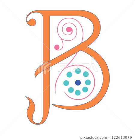 Art Spring Initial Caps Font Capital Letter B vector design illustration 122613979