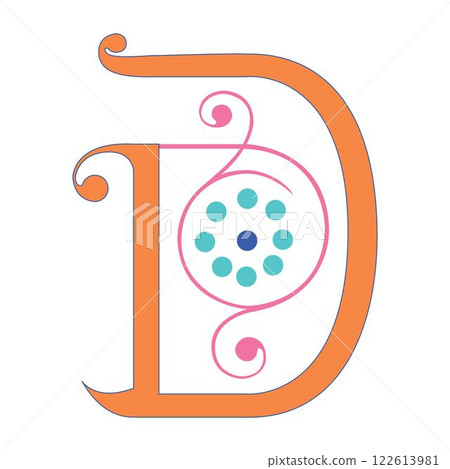 Art Spring Initial Caps Font Capital Letter D vector design illustration 122613981