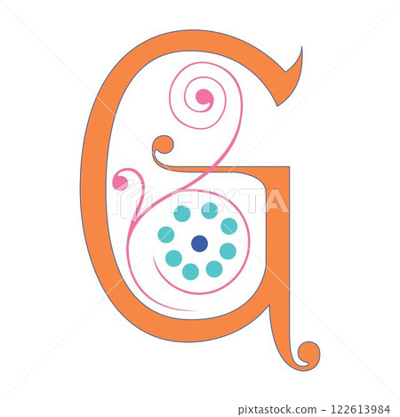 Art Spring Initial Caps Font Capital Letter G vector design illustration 122613984
