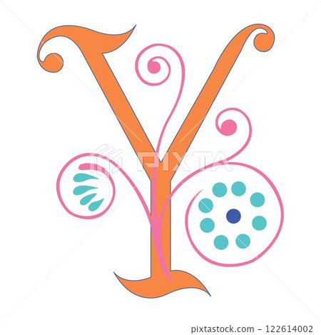 Art Spring Initial Caps Font Capital Letter Y vector design illustration 122614002