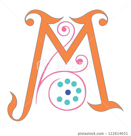Art Spring Initial Caps Font Capital Letter M vector design illustration 122614031