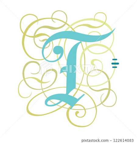 Art Gothic Initial Caps Font Capital Letter T vector design 122614083