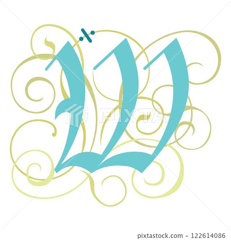 Art Gothic Initial Caps Font Capital Letter W vector design Art Gothic Initial Caps Font Capital Letter W vector design 122614086