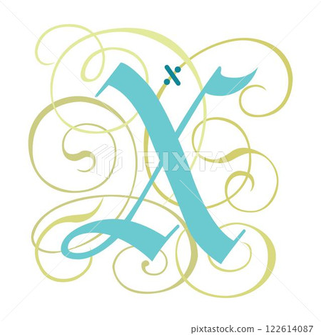 Art Gothic Initial Caps Font Capital Letter X vector design Art Gothic Initial Caps Font Capital Letter X vector design 122614087