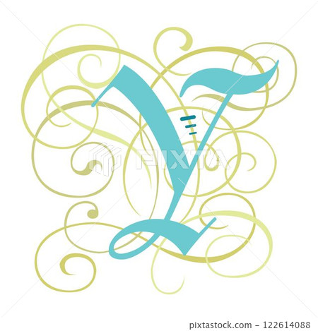 Art Gothic Initial Caps Font Capital Letter Y vector design 122614088