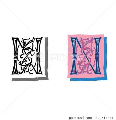 Art Napoli Initial Caps Font Capital Letter N vector design Art Napoli Initial Caps Font Capital Letter N vector design 122614243