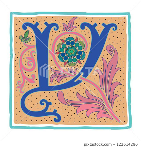 Art Romant Initial Caps Font Capital Letter Y vector design 122614280