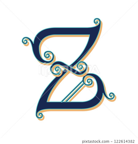 Art Lubna Initial Caps Font Capital Letter Z vector design 122614382