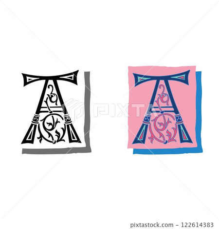 Art Napoli Initial Caps Font Capital Letter A vector design 122614383