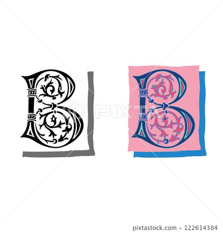 Art Napoli Initial Caps Font Capital Letter B vector design 122614384