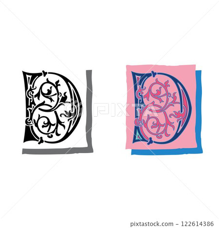 Art Napoli Initial Caps Font Capital Letter D vector design Art Napoli Initial Caps Font Capital Letter D vector design 122614386
