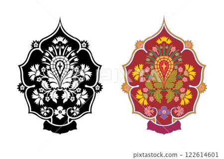 Vintage floral calligraphic floral vignette scroll corners ornamental design elements black set isolated vector 122614601