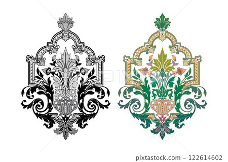 Vintage floral calligraphic floral vignette scroll corners ornamental design elements black set isolated vector 122614602