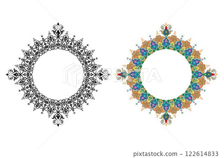 Vintage traditional realistic black and color frames set on white background isolated vector illustration Vintage traditional realistic black and color frames set on white background isolated vector illustration 122614833