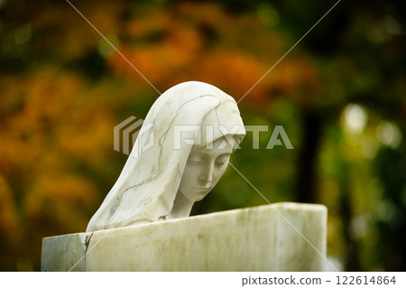 cracked female head of an white stone statue cracked female head of an white stone statue 122614864
