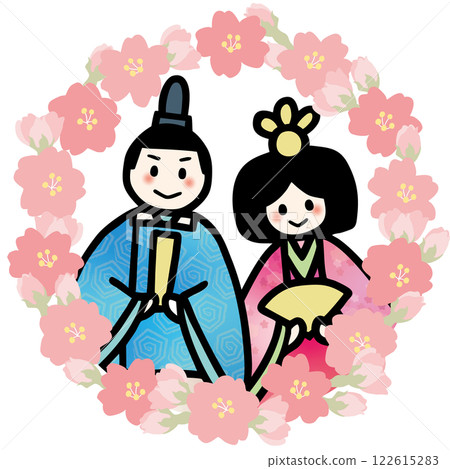 Vector illustration for the March Doll's Festival (round cherry blossom frame) 122615283