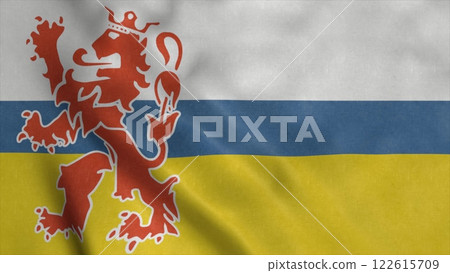 Limburg flag, Netherlands, waving in the wind. 3d illustration 122615709
