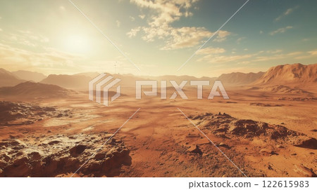 Transforming Martian Desert Atmospheric Processors Bioluminescent Algae and Weather Satellites Create Habitable Landscape 122615983