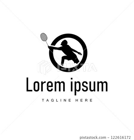 simple sport design simple badminton logo black silhouette minimalist shuttlecock vintage concept 122616172