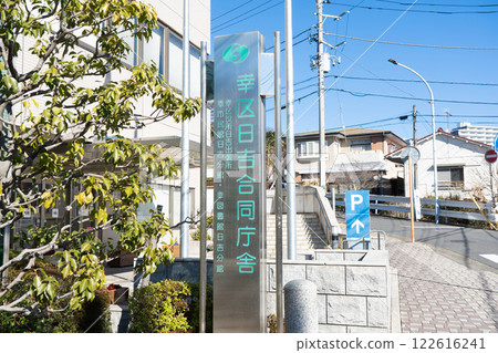 Kawasaki City Saiwai Ward Hiyoshi Joint Government Building (Hiyoshi Branch Office/Hiyoshi Branch Library/Saiwai Library Hiyoshi Branch) building guide board 122616241