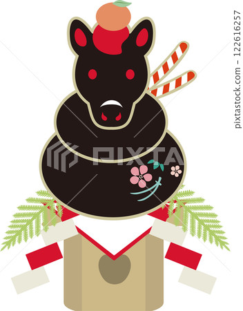 New Year 2026 New Year's card 2026 Horse Horse Kagami mochi New Year decorations Zodiac Cute Design Illustration material New Year 2026 New Year's card 2026 Horse Horse Kagami mochi New Year decorations Zodiac Cute Design Illustration material 122616257