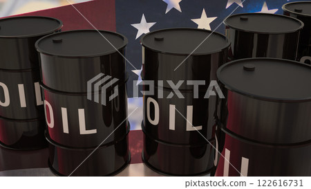 The Oil Tank on USA flag for Business concept 3d Rendering. 122616731