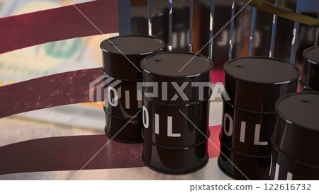 The Oil Tank on USA flag for Business concept 3d Rendering. 122616732