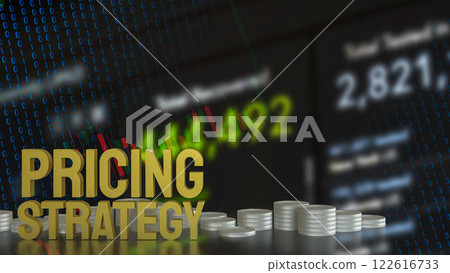 The Gold Pricing strategy  and coins for Business concept 3d Rendering. 122616733