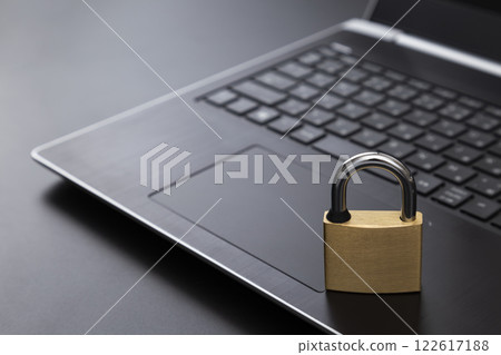 Laptop and padlock Laptop and padlock 122617188