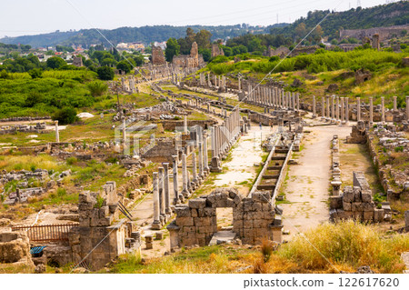 Ruins of colonnaded streets of ancient city Perge Ruins of colonnaded streets of ancient city Perge 122617620