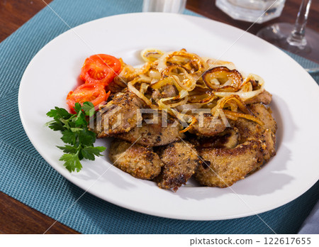 Fried rabbit liver with onion Fried rabbit liver with onion 122617655