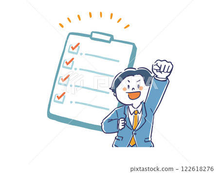 Illustration of a man in a suit full of task management and motivation Illustration of a man in a suit full of task management and motivation 122618276