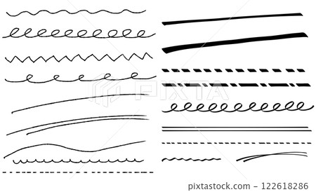 A set of various hand-drawn lines that can be used to decorate your designs. Simple and stylish decorative materials. 122618286