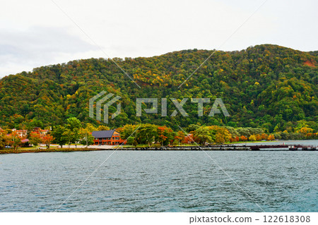 Aomori Prefecture, Lake Towada, Yasumiya, view from the sightseeing boat pier Aomori Prefecture, Lake Towada, Yasumiya, view from the sightseeing boat pier 122618308