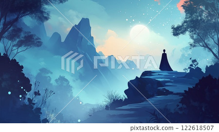 神秘夜行者 | 夢幻月光山 | 寂靜冥想的奇幻風景 神秘夜行者 | 夢幻月光山 | 寂靜冥想的奇幻風景 122618507