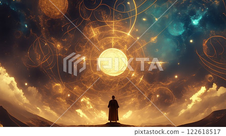 神秘的光芒與宇宙智慧 | 夢幻般的天體光芒與穿著長袍的人 神秘的光芒與宇宙智慧 | 夢幻般的天體光芒與穿著長袍的人 122618517